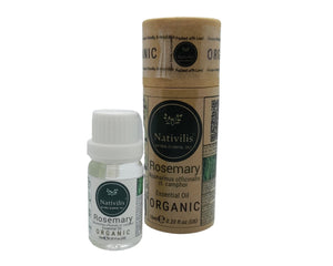 Nativilis Organic Rosemary Essential Oil (Rosmarinus officinalis) - 100% Natural - 10ml