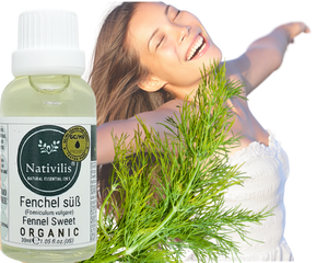 Nativilis Organic Fennel Sweet Essential Oil (Foeniculum vulgare) - 100% Natural - 30ml - (GC/MS Tested)