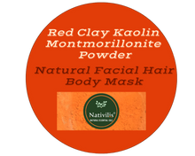 Load image into Gallery viewer, Nativilis Red Clay Kaolin Montmorillonite Powder - Natural Facial Hair Body Mask Mitigate redness removes dead skin cells blackheads cleanser for acne-prone, oily, and problem skin - Copaiba
