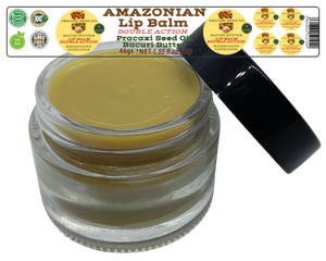 Nativilis AMAZONIAN LIP BALM DOUBLE ACTION FORMULA WITH PRACAXI SEED OIL (Pentaclethra macroloba) + BACURI BUTTER (Platonia insignis) Moisturises Dry Lips and Heals Chapped Lips - Toned Lips - Copaiba