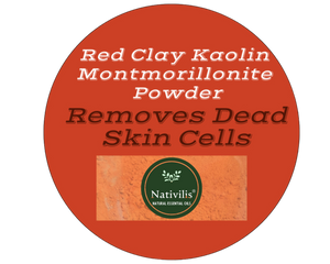 Nativilis Red Clay Kaolin Montmorillonite Powder - Natural Facial Hair Body Mask Mitigate redness removes dead skin cells blackheads cleanser for acne-prone, oily, and problem skin - Copaiba