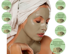 Load image into Gallery viewer, Nativilis Amazonian Green Montmorillonite Powder Clay - Natural Facial Hair Body Mask – oily and acne-prone skin restoring balance skin PH levels – Best known most used - Copaiba benefits
