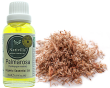 Load image into Gallery viewer, Nativilis Organic Palmarosa Essential Oil (Cymbopogon martinii)- 100% Natural - 30ml - (GC/MS Tested)
