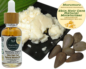 Nativilis Murumuru Virgin Oil (Astrocaryum murumuru) Amazonian Rainforest Collection - Skin Hair Care Natural Moisturizer – Less frizzy hair - Won’t clog your pores – Copaiba properties