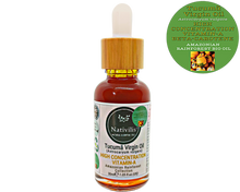 Load image into Gallery viewer, Nativilis TUCUMA VIRGIN OIL (Astrocaryum vulgare) Amazonian Rainforest Collection HIGH CONCENTRATION VITAMIN-A BETA-CAROTENE - SKIN and Hair Care - nourishing, moisturizing, antioxidant and anti-inflammatory properties - Copaiba
