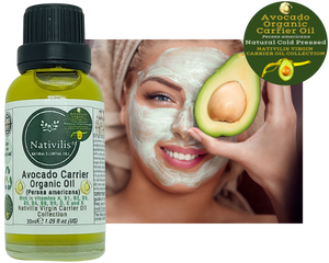 Nativilis Organic Avocado Carrier Oil (Persea americana) Hair, Face & Skin - Natural Cold Pressed - Rich in vitamins A, B1, B2, B3, B5, B6, B8, B9, D, E and K - Moisturizes Dry Skin – Copaiba