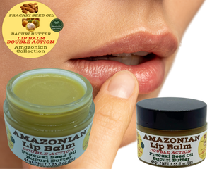 Nativilis AMAZONIAN LIP BALM DOUBLE ACTION FORMULA WITH PRACAXI SEED OIL (Pentaclethra macroloba) + BACURI BUTTER (Platonia insignis) Moisturises Dry Lips and Heals Chapped Lips - Toned Lips - Copaiba