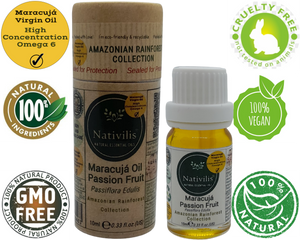Nativilis Virgin Maracuja Passion Fruit Oil - (Passiflora Edulis) - Amazonian Rainforest Collection High Concentration Omega 6