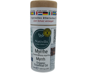 Nativilis Organic Myrrh Essential Oil (Commiphora myrrha) - 100% Natural - 30ml - (GC/MS Tested)