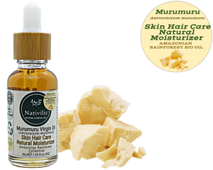 Nativilis Murumuru Virgin Oil (Astrocaryum murumuru) Amazonian Rainforest Collection - Skin Hair Care Natural Moisturizer – Less frizzy hair - Won’t clog your pores – Copaiba properties