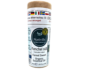 Nativilis Organic Fennel Sweet Essential Oil (Foeniculum vulgare) - 100% Natural - 30ml - (GC/MS Tested)