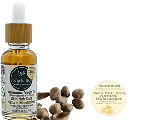 Nativilis Murumuru Virgin Oil (Astrocaryum murumuru) Amazonian Rainforest Collection - Skin Hair Care Natural Moisturizer – Less frizzy hair - Won’t clog your pores – Copaiba properties