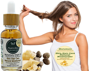 Nativilis Murumuru Virgin Oil (Astrocaryum murumuru) Amazonian Rainforest Collection - Skin Hair Care Natural Moisturizer – Less frizzy hair - Won’t clog your pores – Copaiba properties