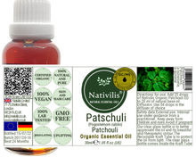 Load image into Gallery viewer, Nativilis Organic Patchouli Essential Oil (Pogostemon cablin) - 100% Natural - 30ml - (GC/MS Tested)
