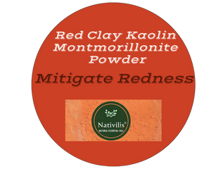 Nativilis Red Clay Kaolin Montmorillonite Powder - Natural Facial Hair Body Mask Mitigate redness removes dead skin cells blackheads cleanser for acne-prone, oily, and problem skin - Copaiba