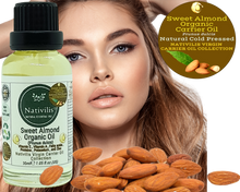 Load image into Gallery viewer, Nativilis Sweet Almond Carrier Oil (Prunus dulcis) King of Nuts- Hair, Face &amp; Skin Natural Cold Pressed – Cleansing Moisturizer Face Chapped Lips Emollient Properties Healthy Scalp - Copaiba
