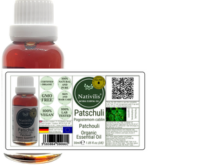 Nativilis Organic Patchouli Essential Oil (Pogostemon cablin) - 100% Natural - 30ml - (GC/MS Tested)