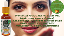 Load image into Gallery viewer, Nativilis TUCUMA VIRGIN OIL (Astrocaryum vulgare) Amazonian Rainforest Collection HIGH CONCENTRATION VITAMIN-A BETA-CAROTENE - SKIN and Hair Care - nourishing, moisturizing, antioxidant and anti-inflammatory properties - Copaiba
