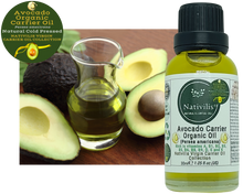 Load image into Gallery viewer, Nativilis Organic Avocado Carrier Oil (Persea americana) Hair, Face &amp; Skin - Natural Cold Pressed - Rich in vitamins A, B1, B2, B3, B5, B6, B8, B9, D, E and K - Moisturizes Dry Skin – Copaiba
