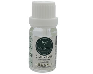 Nativilis Organic Clary Sage Essential Oil (Salvia sclarea) - 100% Natural - 10ml - (GC/MS Tested)
