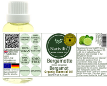 Load image into Gallery viewer, Nativilis Organic Bergamot Essential Oil - (Citrus bergamia) - 100% Natural - 30ml - (GC/MS Tested)
