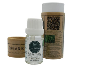 Nativilis Organic Rosemary Essential Oil (Rosmarinus officinalis) - 100% Natural - 10ml