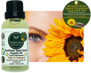 Nativilis Organic Sunflower Seed Carrier Oil (Helianthus annuus) Omega 6 Hair, Face & Skin - Natural Cold Pressed - Non-comedogenic - Promotes Moisture Retention in Skin and Hair Acne-Prone – Copaiba