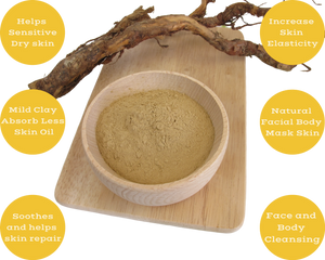 Nativilis Amazonian Yellow Clay Mild Powder Kaolin - Natural Facial Body Mask – Absorb Less Oil Perfect for Sensitive Dry Skin – Increased Collagen – Skin Remineralize - Copaiba benefits