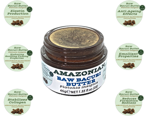 Nativilis Amazonian Raw Bacuri Butter (Platonia insignis) - Reduces the formation of redness emollient properties high absorption rate - anti-ageing stabilises collagen + elastin production – Copaiba