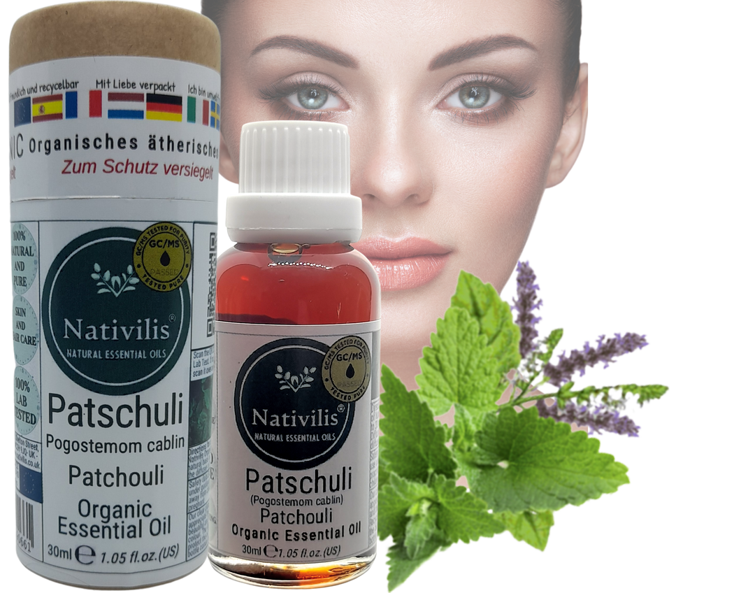 Nativilis Organic Patchouli Essential Oil (Pogostemon cablin) - 100% Natural - 30ml - (GC/MS Tested)