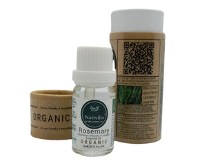 Nativilis Organic Rosemary Essential Oil (Rosmarinus officinalis) - 100% Natural - 10ml