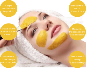 Nativilis Amazonian Yellow Clay Mild Powder Kaolin - Natural Facial Body Mask – Absorb Less Oil Perfect for Sensitive Dry Skin – Increased Collagen – Skin Remineralize - Copaiba benefits