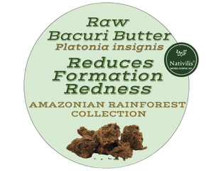 Nativilis Amazonian Raw Bacuri Butter (Platonia insignis) - Reduces the formation of redness emollient properties high absorption rate - anti-ageing stabilises collagen + elastin production – Copaiba