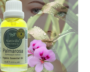 Nativilis Organic Palmarosa Essential Oil (Cymbopogon martinii)- 100% Natural - 30ml - (GC/MS Tested)