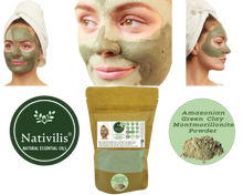 Load image into Gallery viewer, Nativilis Amazonian Green Montmorillonite Powder Clay - Natural Facial Hair Body Mask – oily and acne-prone skin restoring balance skin PH levels – Best known most used - Copaiba benefits
