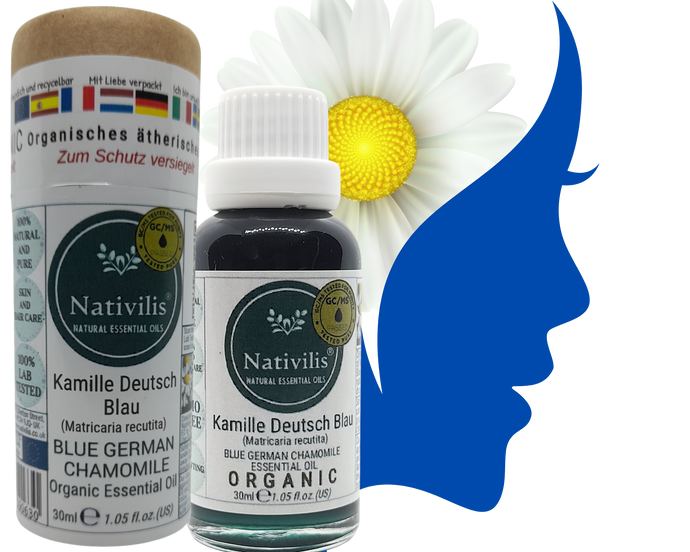Nativilis Organic German Blue Chamomile Essential Oil (Matricaria recutita) - 100% Natural - 30ml - (GC/MS Tested)