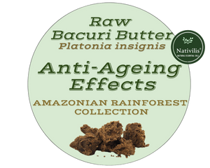 Nativilis Amazonian Raw Bacuri Butter (Platonia insignis) - Reduces the formation of redness emollient properties high absorption rate - anti-ageing stabilises collagen + elastin production – Copaiba