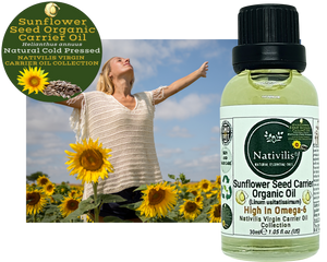 Nativilis Organic Sunflower Seed Carrier Oil (Helianthus annuus) Omega 6 Hair, Face & Skin - Natural Cold Pressed - Non-comedogenic - Promotes Moisture Retention in Skin and Hair Acne-Prone – Copaiba