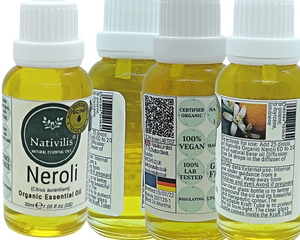 Nativilis Organic Neroli Essential Oil (Citrus aurantium) - 100% Natural - 30ml - (GC/MS Tested)