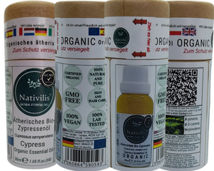Nativilis Organic Cypress Essential Oil (Cupressus sempervirens) - 100% Natural - 30ml - (GC/MS Tested)