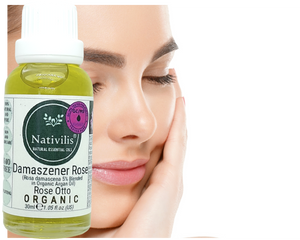 Nativilis Organic Rose Otto Essential Oil Blend 5% (Rosa damascena/Argania spinosa) - 100% Natural - 30ml - (GC/MS Tested)