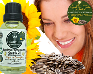 Nativilis Organic Sunflower Seed Carrier Oil (Helianthus annuus) Omega 6 Hair, Face & Skin - Natural Cold Pressed - Non-comedogenic - Promotes Moisture Retention in Skin and Hair Acne-Prone – Copaiba