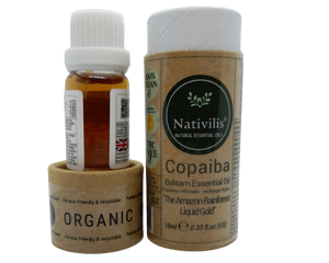 Nativilis Copaiba Balsam Essential Oil (10ml) - 100% Natural (Copaifera Officinalis ) (GC/MS Tested)