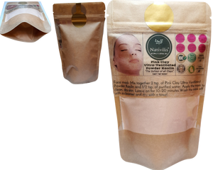 Nativilis Amazonian Pink Clay Ultra-Ventilated Powder Kaolin - Natural Facial Body Mask absorbs toxins oiliness - natural glow skin- hair making it silky soft The Softest of all Clays Copaiba Benefits