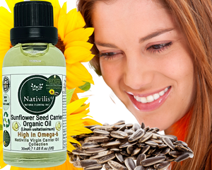 Nativilis Organic Sunflower Seed Carrier Oil (Helianthus annuus) Omega 6 Hair, Face & Skin - Natural Cold Pressed - Non-comedogenic - Promotes Moisture Retention in Skin and Hair Acne-Prone – Copaiba