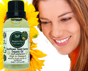 Nativilis Organic Sunflower Seed Carrier Oil (Helianthus annuus) Omega 6 Hair, Face & Skin - Natural Cold Pressed - Non-comedogenic - Promotes Moisture Retention in Skin and Hair Acne-Prone – Copaiba
