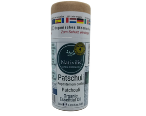 Nativilis Organic Patchouli Essential Oil (Pogostemon cablin) - 100% Natural - 30ml - (GC/MS Tested)