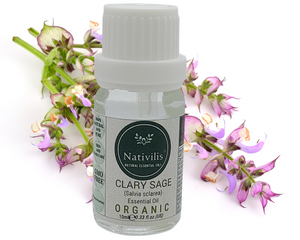 Nativilis Organic Clary Sage Essential Oil (Salvia sclarea) - 100% Natural - 10ml - (GC/MS Tested)