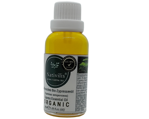 Nativilis Organic Cypress Essential Oil (Cupressus sempervirens) - 100% Natural - 30ml - (GC/MS Tested)