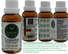 Load image into Gallery viewer, Nativilis Copaiba Ätherisches Balsamöl - Muskel- und Gelenkschmerzen - anti-aging brauner fleck auf der haut akne dermatitis melasma - Pilzinfektionen – Durchblutung von Krampfadern -Aromatherapie-Öl
